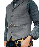 Gilet Homme Steampunk Marron à Chevrons