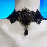 Collier Choker Gothique Camée Noir