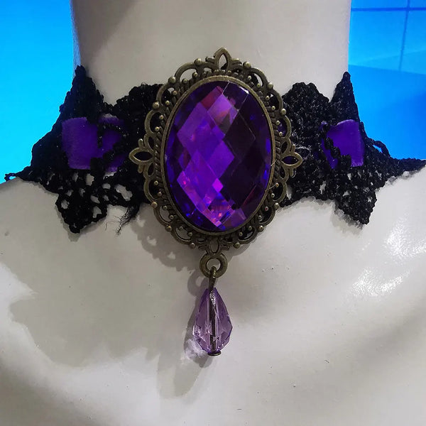 Collier Choker Gothique Camée Noir