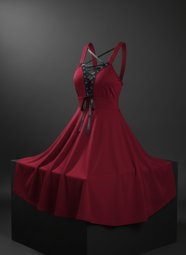 Ensemble Robe Gothique Steampunk Bordeaux avec Boléro Noir - 2 Pièces