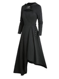 Robe Gothique Longue Noire à Capuche Asymétrique - Robe Sorcière Médiévale