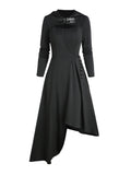 Robe Gothique Longue Noire à Capuche Asymétrique - Robe Sorcière Médiévale
