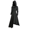 Robe Gothique Longue Noire à Capuche Asymétrique - Robe Sorcière Médiévale