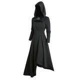 Robe Gothique Longue Noire à Capuche Asymétrique - Robe Sorcière Médiévale