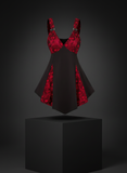 Robe Gothique Rouge Serpent Noir Asymétrique - Robe Pin-Up Dark Python